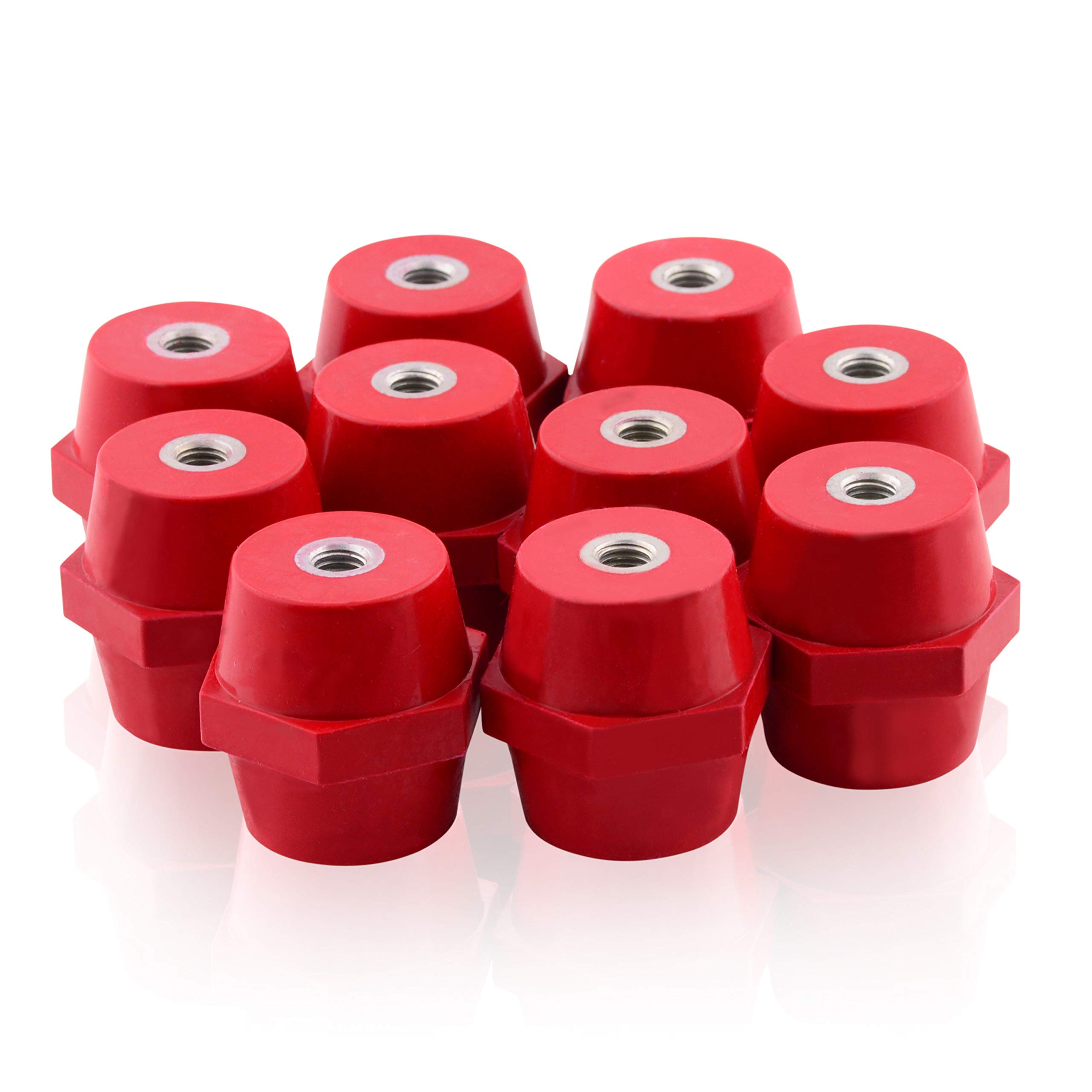 Isolateurs M12 rouge 50x50mm Isolateur de broche en résine polyester support de barre omnibus auto-extinguible 5 pièces