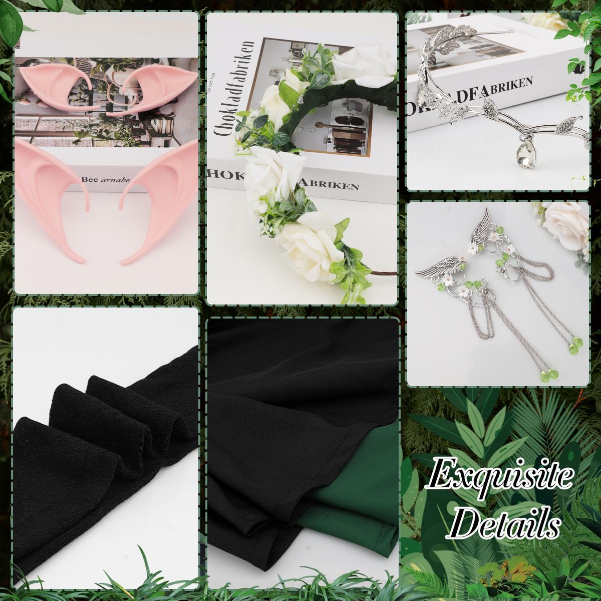 Renaissance Dresses Medieval Costume for Women Fairy Crown Elf Ear Cuffs Irish Dress Halloween Cosplay - Image 5