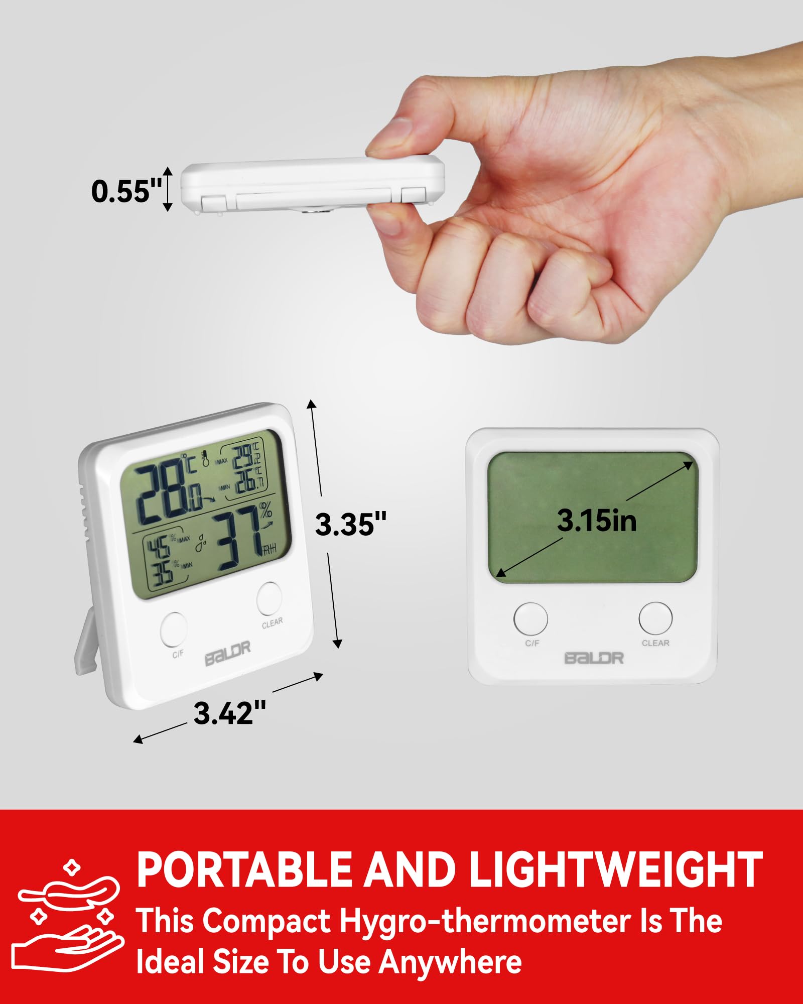 Lot De 3 Hygromètres Hygromètre à énergie Solaire Avec Capteur De