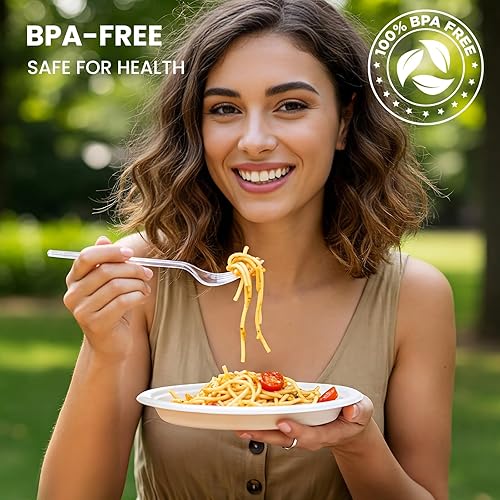 400 Count Heavy Duty Plastic Silverware, BPA-Free, Clear Plastic Cutlery Set, Premium Disposable Utensils for Party Everyday Use, 150 Forks, 150 Spoons and 100 Knives