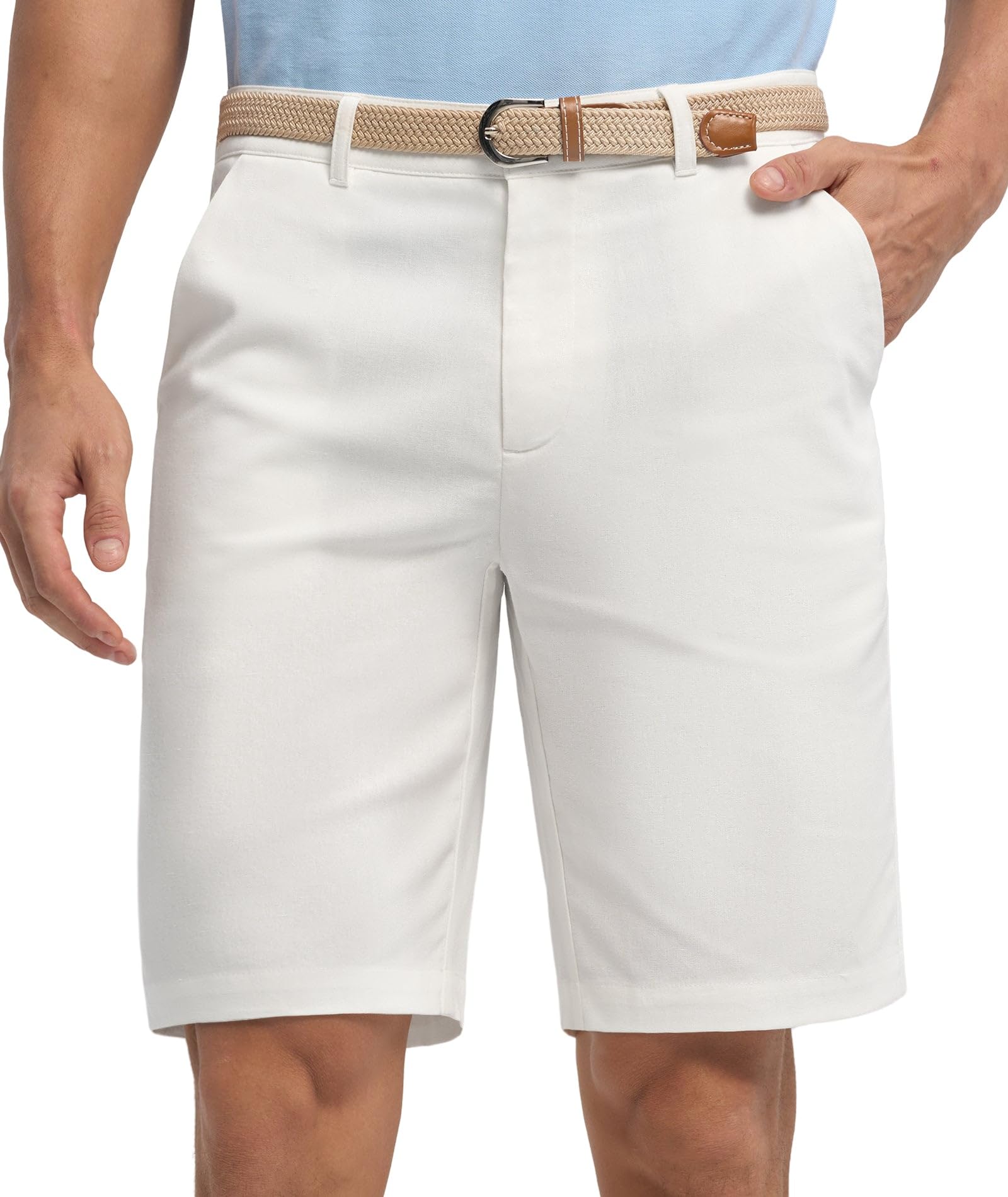 Willit Men's Linen Shorts Dress Summer Casual Work Linen Shorts Flat Front with Pockets 10
