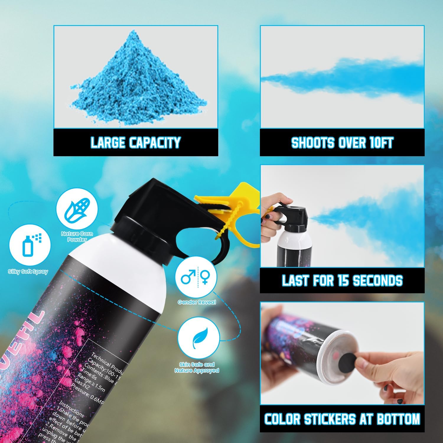 Gender Reveal Fire Extinguisher Blue or Pink Large Gender Reveal Smoke Powder 2Pack Fire Extinguisher Baby Gender Reveal Powder Smoke for Gender Reveal Ideas Boy or Girl Powder for Party Decor