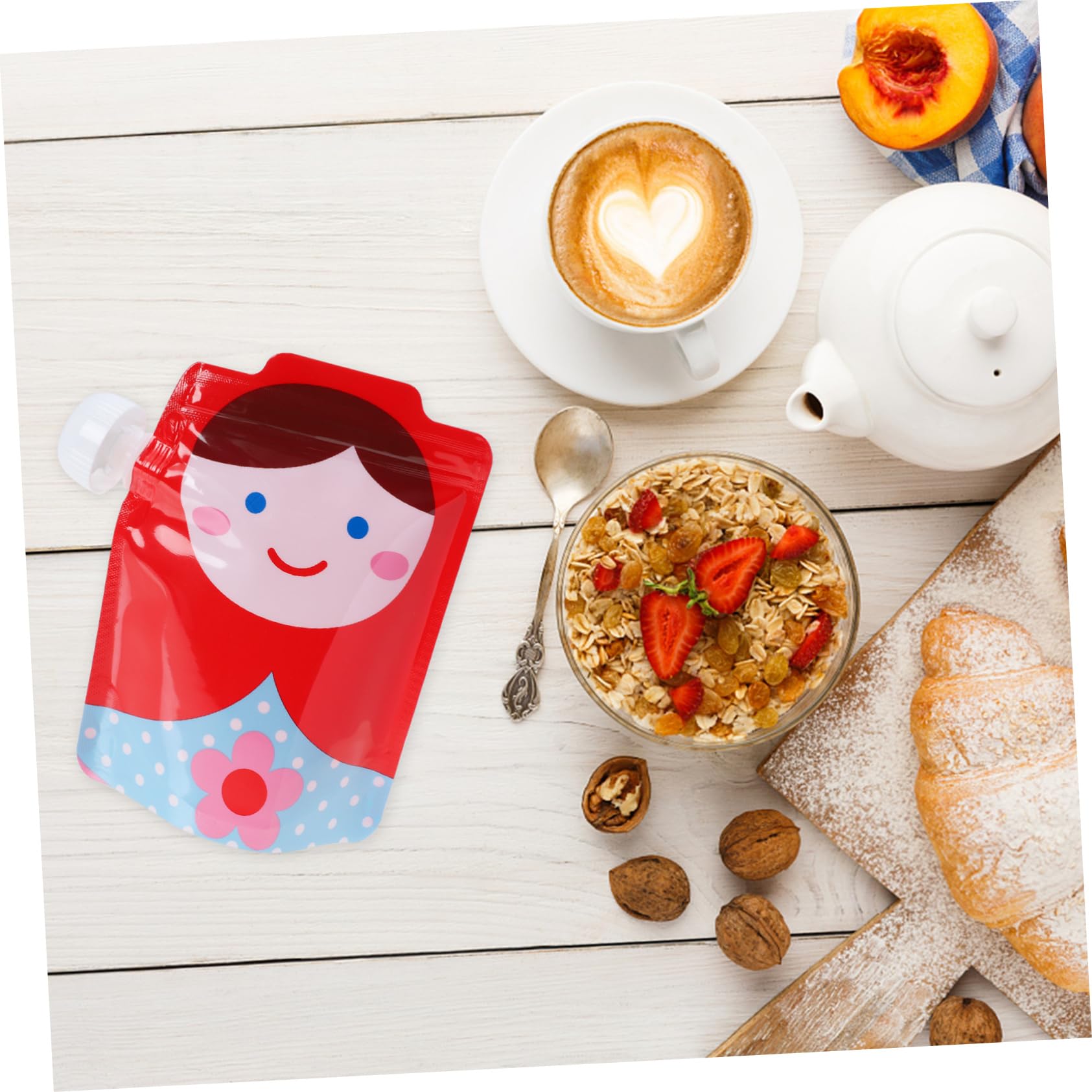 HANABASS 5Pcs Food Squeeze Pouches Durable Leak Containers for Jelly Sauces Beverages for Boy Girl Easy to Hold Reusable Food Bags