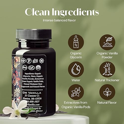 Miniatura 4 de Pasta de vainilla orgánica sin alcohol Bourbon, Madagascar, Kosher, Halal, sin OMG, sin alcohol, sin azúcar, sin gluten, contiene polvo de vainilla