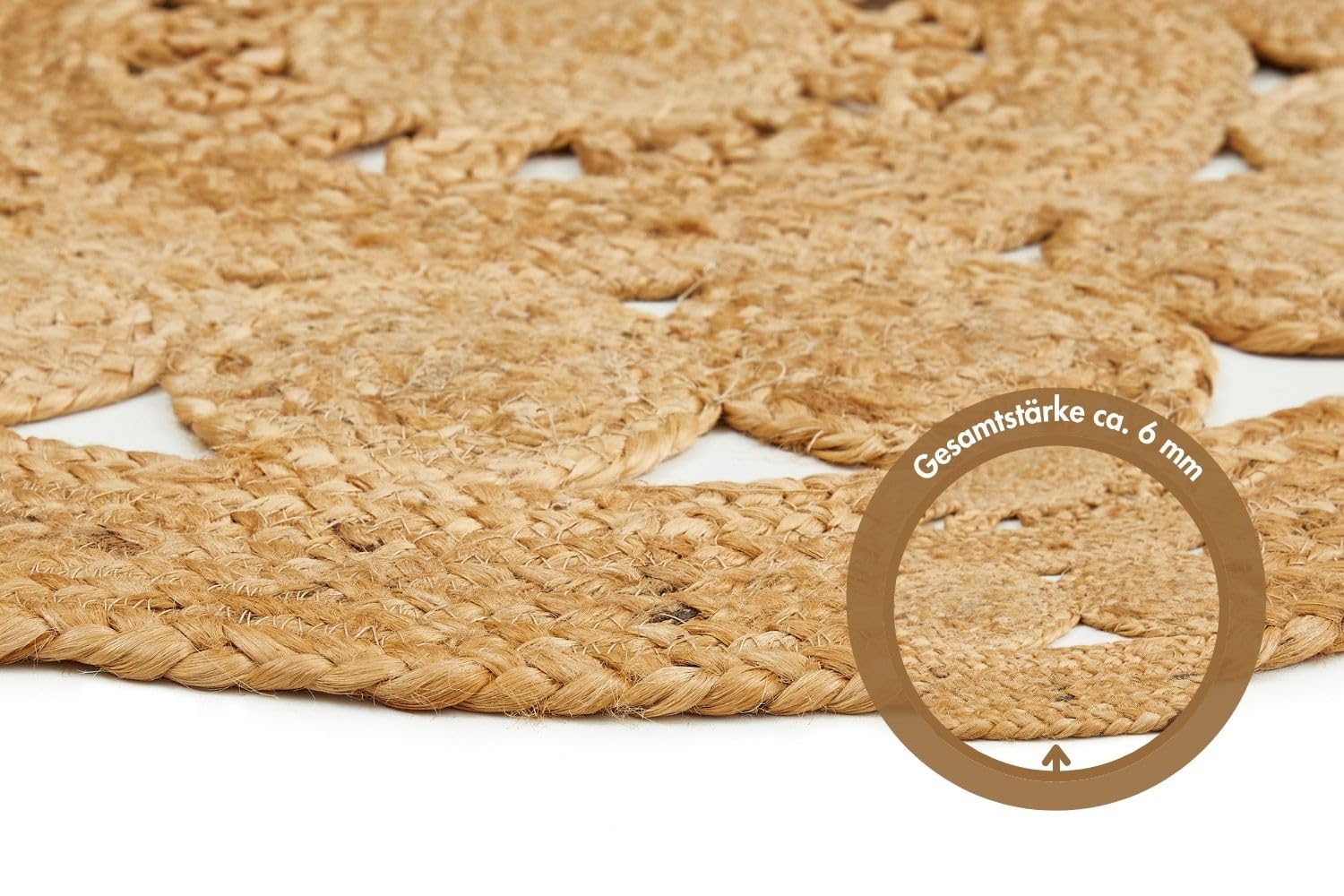-LUXOR- living Dywan Balo – okrągły dywan jutowy – nadaje się również jako dywan do sypialni – zrównoważony dywan w stylu boho, beżowy – chodnik – produkt naturalny, 80 cm, okrągły