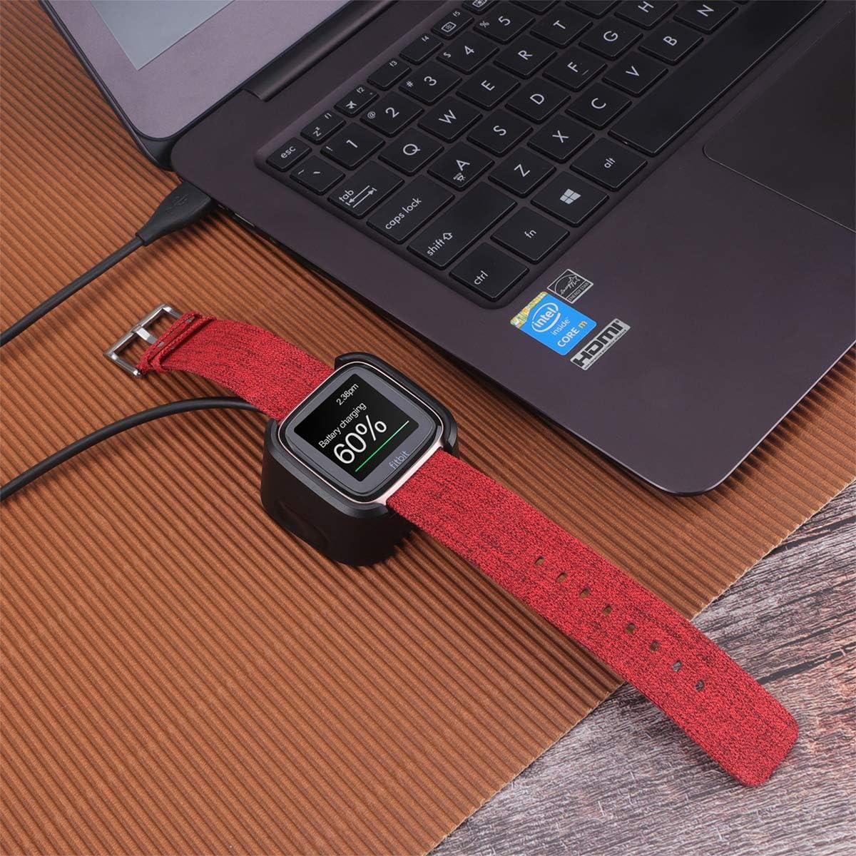 QIBOX Charger Compatible with Fitbit Versa/Versa Lite (Not for Versa 2/3), Replacement USB Charging Cable Dock Stand for Versa/Versa Lite/Versa SE Smartwatch, 2-Pack 3Ft Sturdy Power Charging Cord