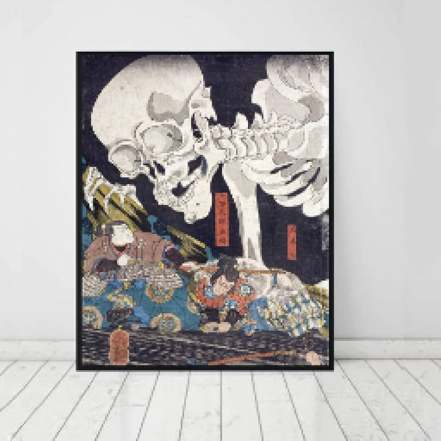 ヴィンテージのプリント絵画 Amazon.co.jp: ARTCANVAS Mitsukini Defying the Skeleton
