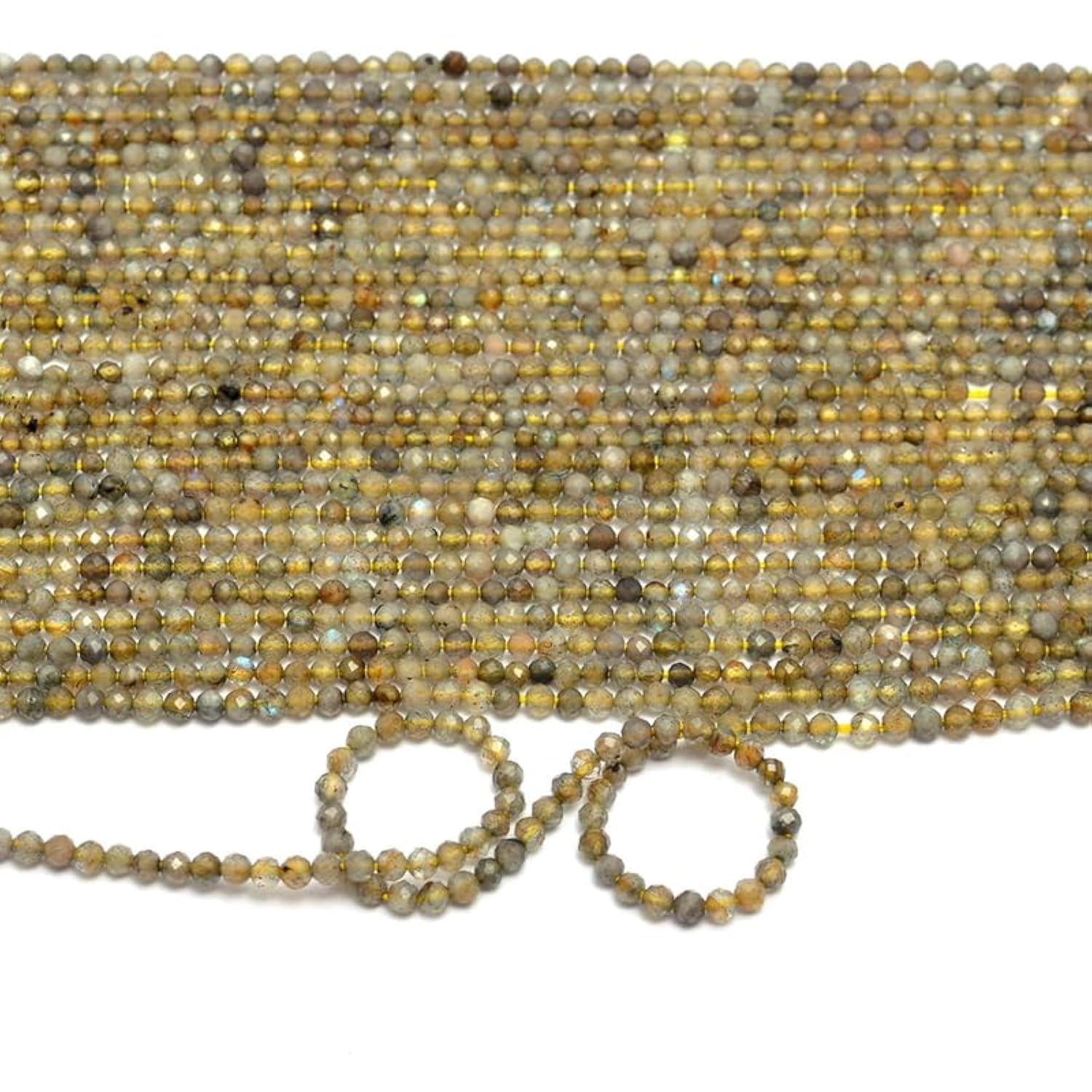 Labradorite jaune perles rondes facettées 3mm pour création de bijoux DIY
