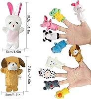 Vista 6 de 22 piezas de juguetes de marionetas de dedo de animales de peluche, mini figuras de peluche surtido para niños, juego de marionetas de dedos suaves