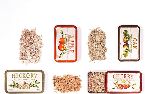 Chips de madera ahumador de cóctel 4 sabores naturales roble, cereza, nogal y manzana  Whisky y chips para ahumar a la antigua