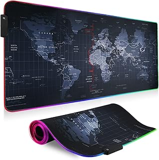 RGB Mouse pad Led Gaming Mouse Pad, Large glowing Mouse Pad with RGB light, Colorful Soft mouse Mat for Mice Computer Keyboard with Anti Slip Rubber Base Waterproof mice mat
