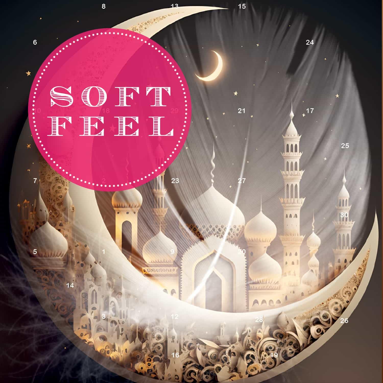 Hallingers Genuss Manufaktur Pralinen Halal Ramadan - ohne Alkohol, handmade aus Edelkakao in wertigem Softfeel-Karton "Ramadan - Kareem", Kareem Maburak für Frauen Männer