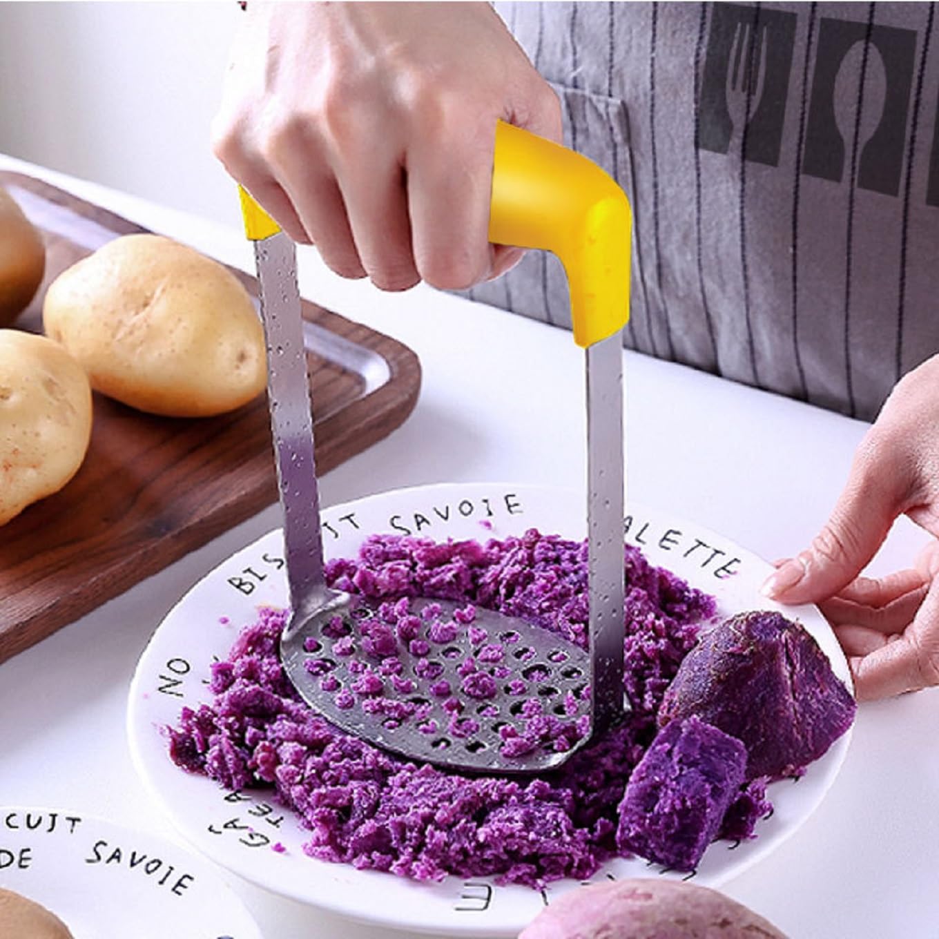 Trituradora De Patatas Con Buen Agarre, Exprimidor Profesional De Patatas De Acero Inoxidable Exprimidor De Frutas