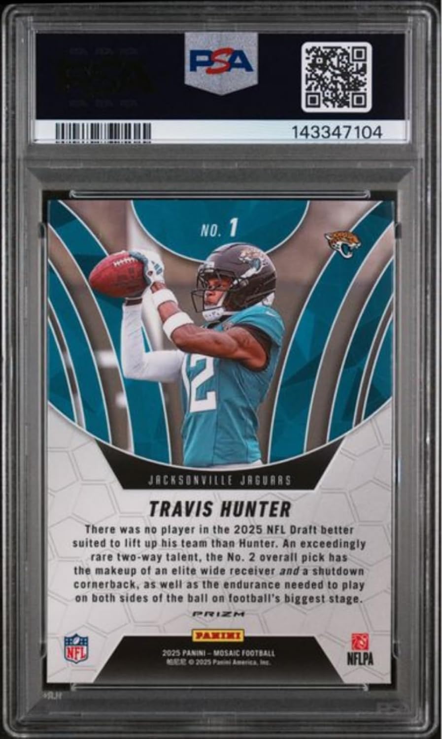 Graded 2025 Panini Mosaic Travis Hunter #1 Elevate Red Rookie RC Football Card PSA 10 Gem Mint