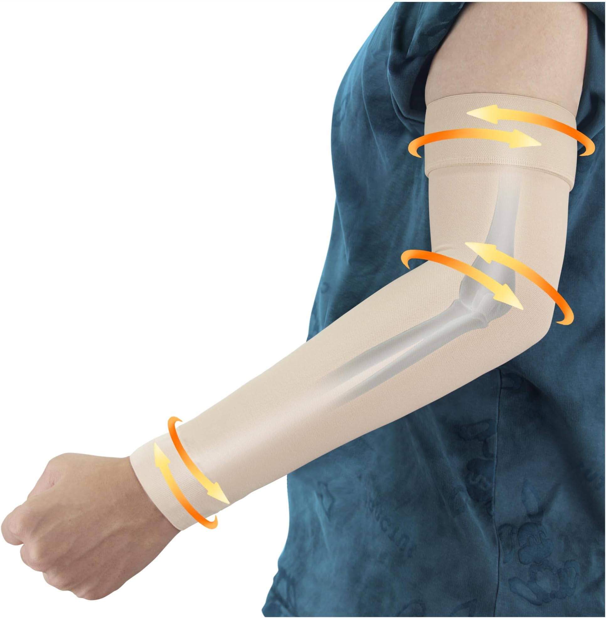 Hiball Lymphedema Medical Compression Arm Sleeve for Men Women, 20-30 mmHg Graduated Compression Full Arm Support with Silicone Band, Long Circulation Pressure Arm Brace for Arthritis, Bursitis, Edema