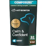 VetriScience Calm & Confident Chews, Composure Clinically Tested Calming and Anxiety Supplement for Dogs, Reduce Stress and Fear, Ideal for Thunderstorms, Fireworks and Travel, Chicken, 60 Count Chicken 60 Chews