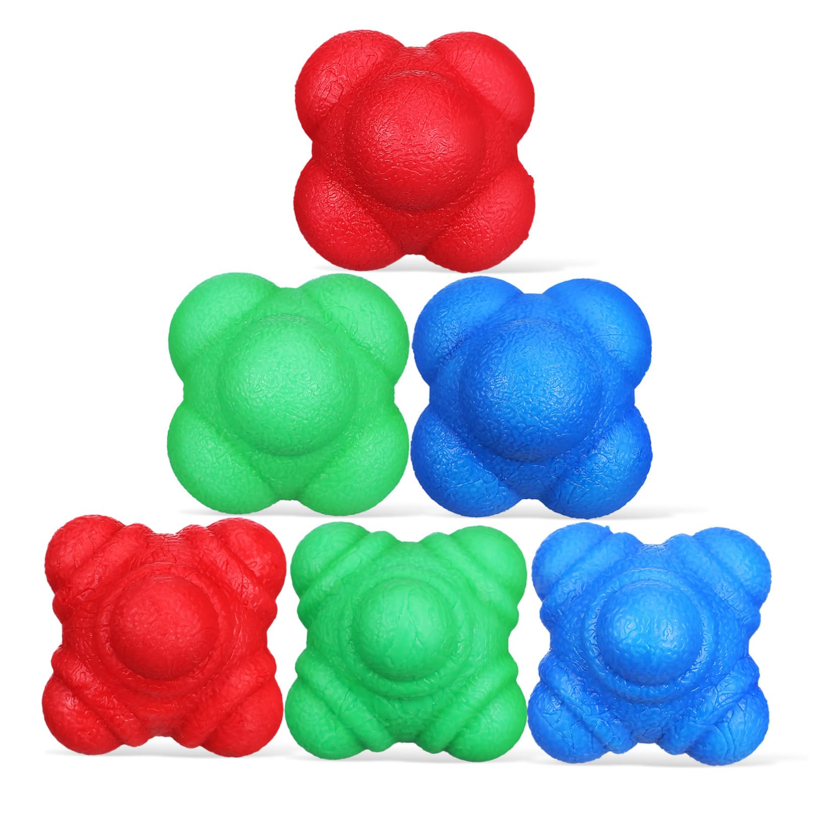 BESPORTBLE Agility Training Balls 6 Pcs Reaction Balls Unique Hexagonal Shape for Hand Eye Coordination Speed Training Equipment