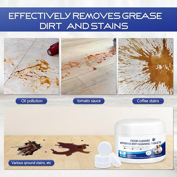 Floor Cleaning Solution, 50PCS Pet-Safe Formula Cleaner Tablets Compatible with Tineco Vacuum Mop Floor One & iFloor Series (No Steam Models), Deodorizing & Deep Cleaning for Hard Floors