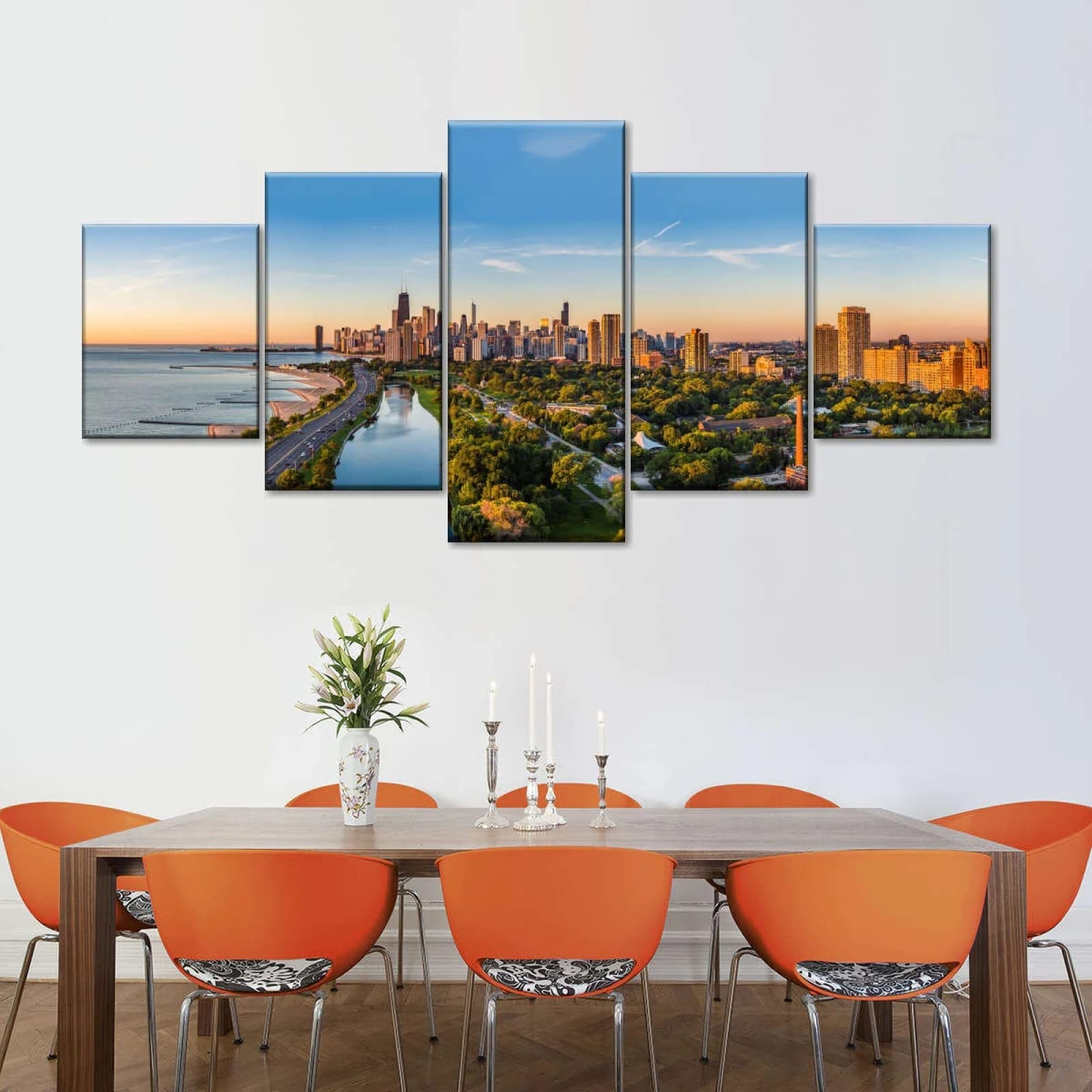 Amazon.com: 5 Pieces Canvas Wall Art Modern Home Decor Chicago Sunset Trip Framed  Artwork Pictures for Wall Decor Pictures for Living Room 60x32 Inch:  Posters & Prints
