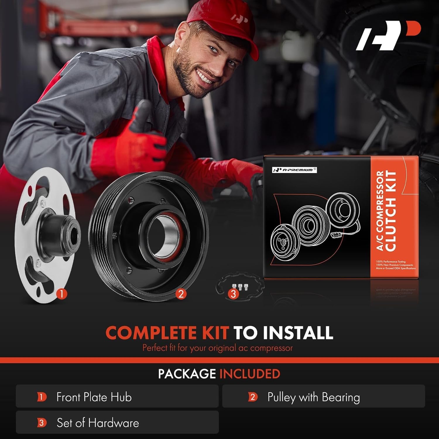 A-Premium Air Conditioner AC Compressor Clutch Kit Compatible with Volkswagen Jetta, Golf, Tiguan, GTI, Arteon, e-Golf, Golf Alltrack, Golf R, Golf SportWagen, Taos, Tiguan Limited & Audi A3, Q3