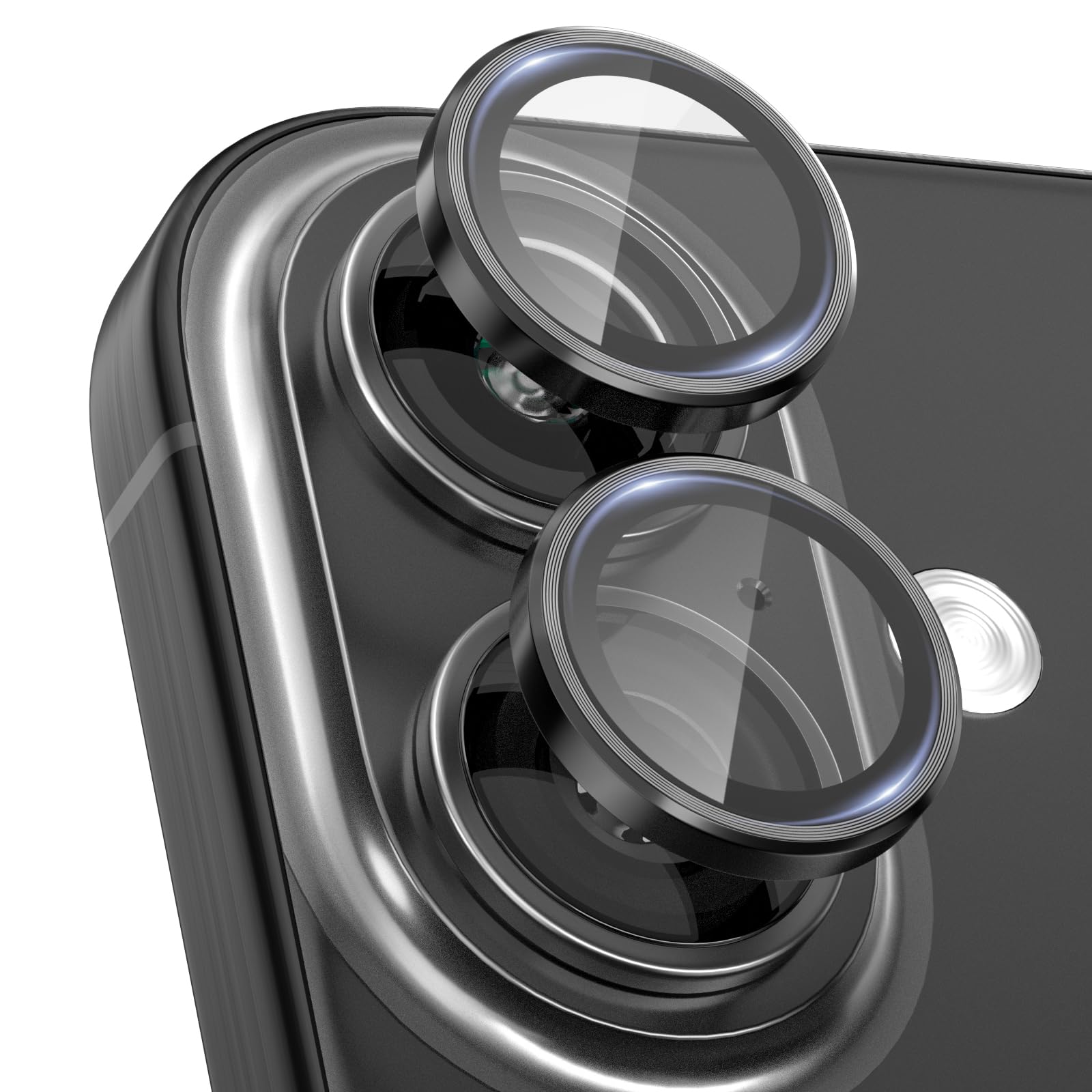 CloudValley For iPhone 16 / iPhone 16 Plus Camera Protection, 9H Hardness, Scratch-Resistant Protective Film, Mobile Phone Case, Friendly, Ultra Clear, Bubble-Free Tempered Glass, Black