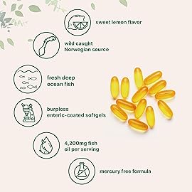 Micro Ingredients Triple Strength Omega 3 Fish Oil Supplements 4200mg Per Serving, 120 Softgels - Lemon Flavored - Burpless | EPA 1200mg + DHA 900mg | Deep Sea Fish