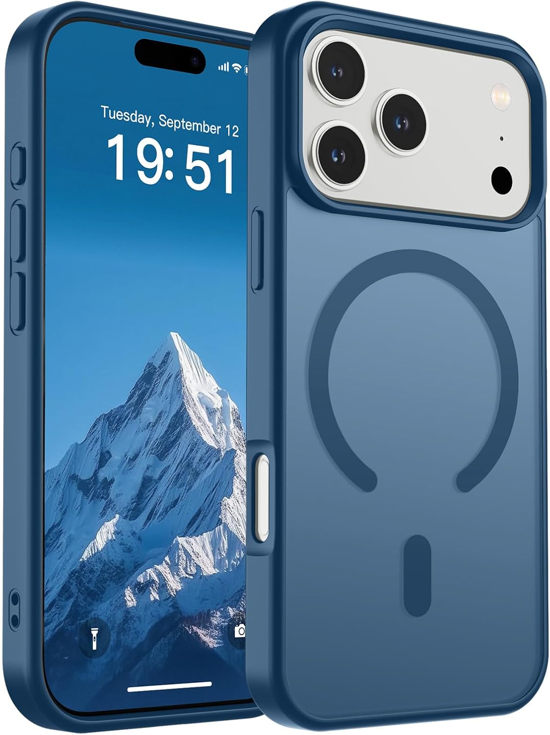 supfine magnetic for iphone 17 pro case (compatible with magsafe)(military grade drop protection) translucent matte shockproof with anti-fingerprint phone cover 2025,deep blue