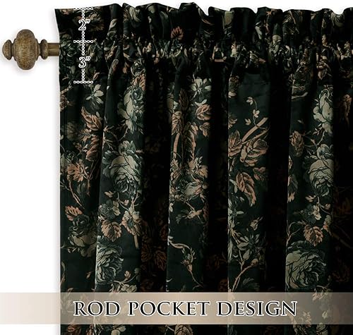 Miniatura 5 de StangH Cortinas de terciopelo negro para sala de estar  Elegante decoración del hogar, cortinas de terciopelo grueso y pesado con patrón floral