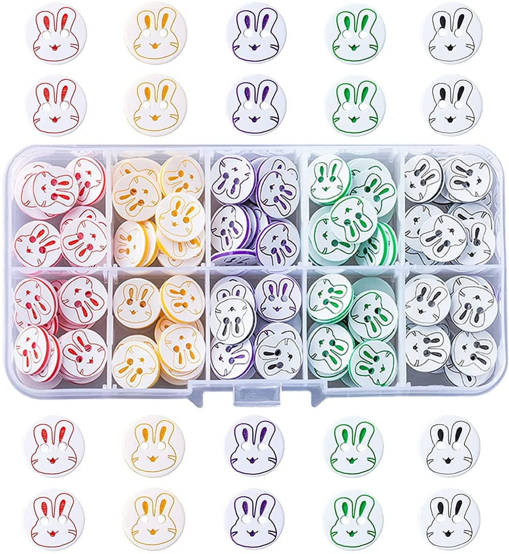 Resin Buttons, DIY Handmade Clothes Buttons, 150Pcs Buttons for Baby Cardigans Knitting, Round Sewing Buttons, Cute Assorted Buttons with Plastic Storage Box for Art Craft Child Clothing Sewing