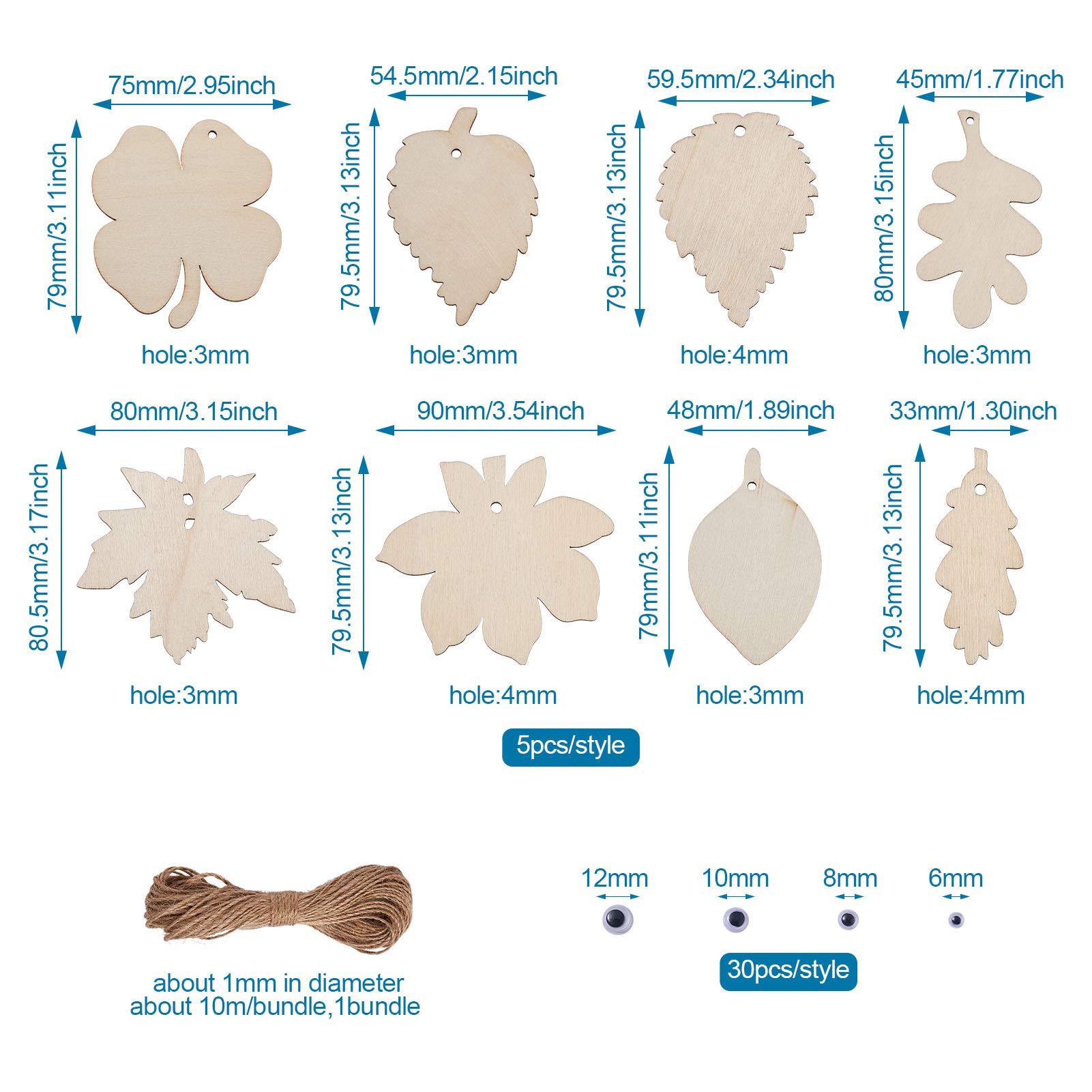 Fuyit natuurlijke hout plakjes 30 stuks 6-7cm geboord gat onvoltooide log houten cirkels voor