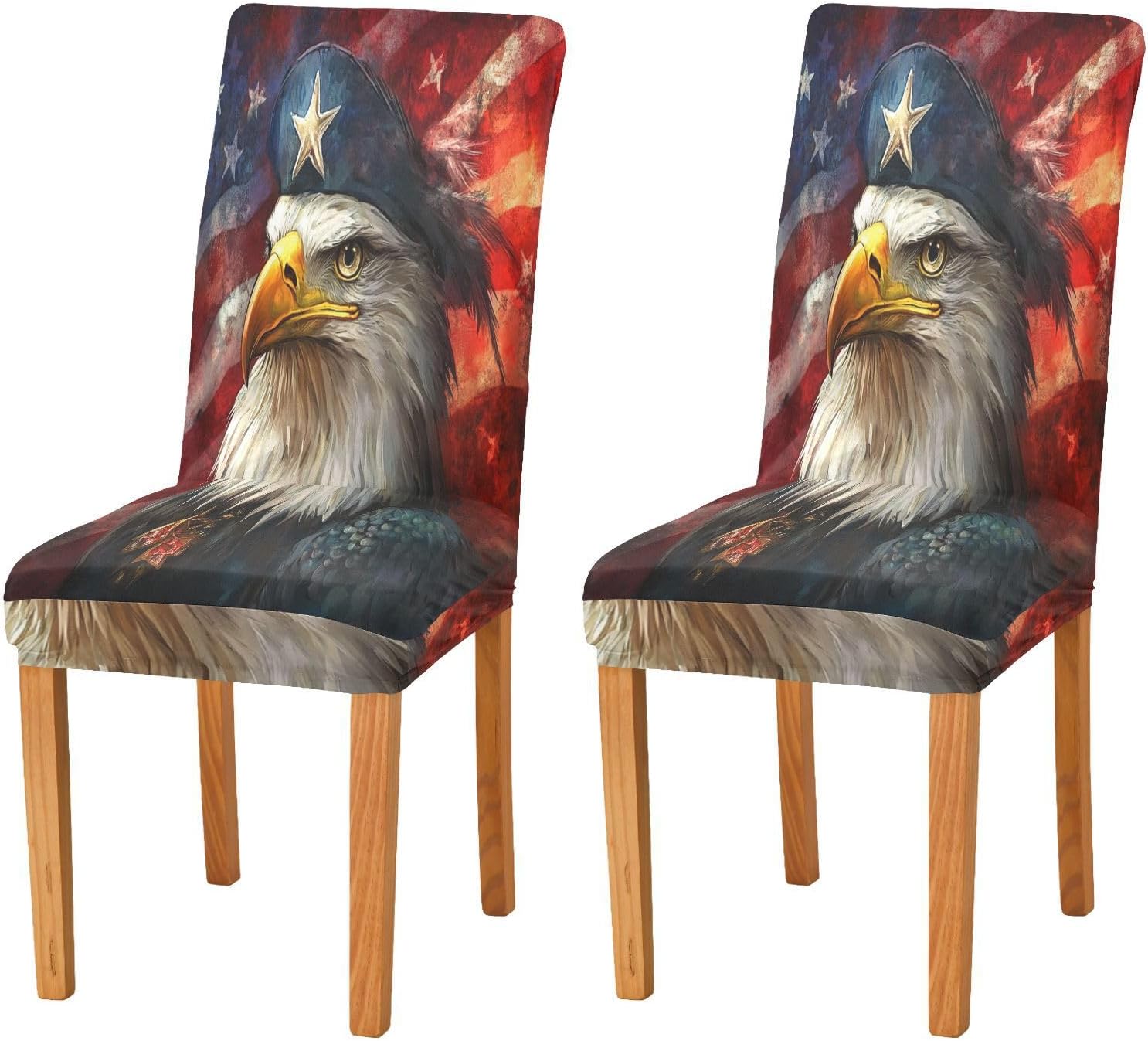ALAZA Chair Covers for Dining Room, Eagles Independence Day Stretch Chair Cover Sets Chair Protector Removable Washable for Ktichen Restaurant Hotel
