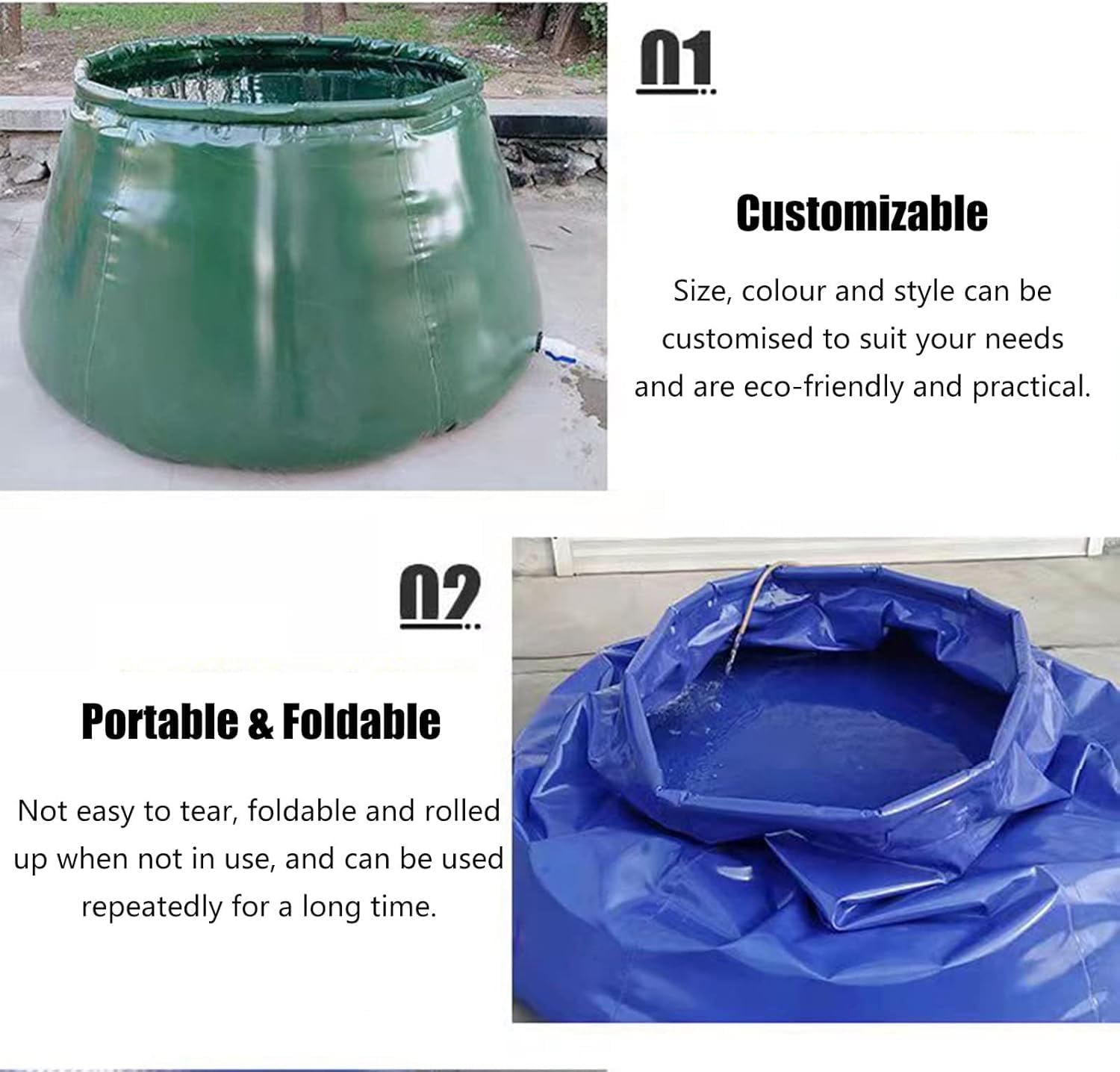 Sacca di stoccaggio 'acqua pieghevole, for campeggio e uso di emergenza(3x2x1m/5000L/1320Gal)