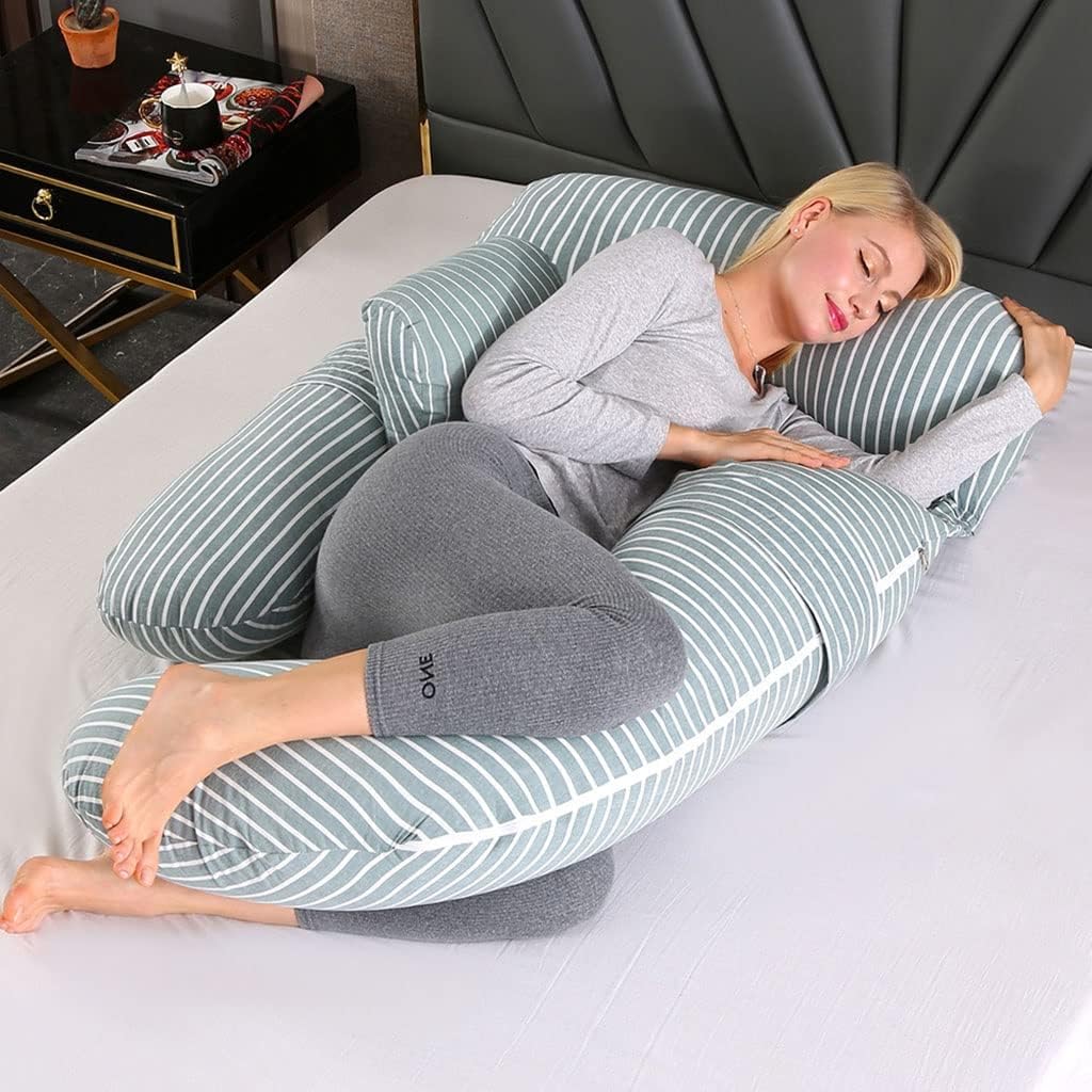 Pregnancy Pillow Washed Cotton G-Shaped Maternity Pillow. Detachable Free Combination Multifunctional Body Pillow. for Supporting The Abdomen, Waist and Legs (Color : A4, Size : 185x85cm)