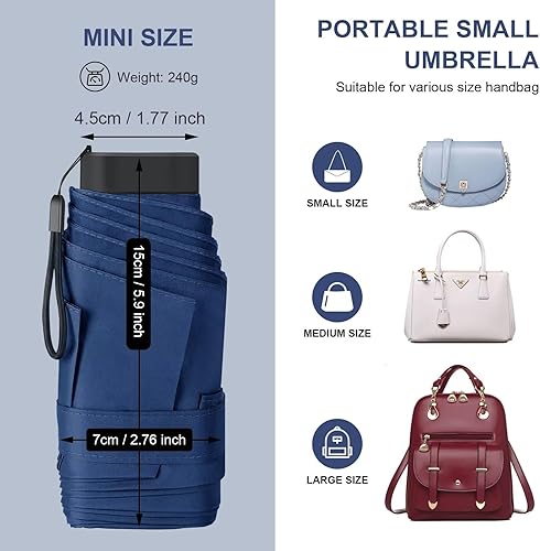 Miniatura 5 de LEAGERA Compact Travel Umbrella with Case - Mini Umbrella for Purse, Small Lightweight &Tiny Umbrellas Design Perfect for Parasol Outdoor