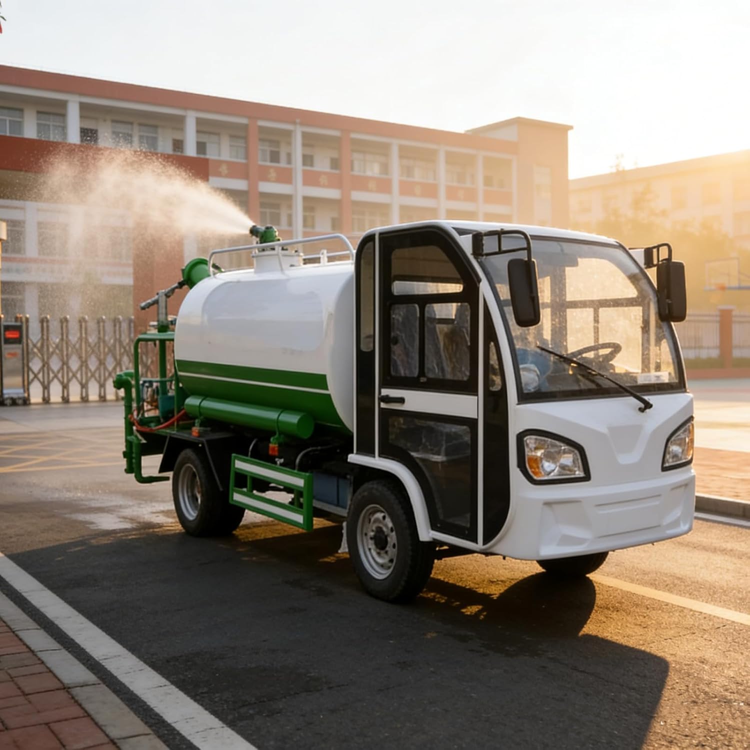 Electric Water Sprayer Truck for Agricultural Irrigation and Road Cleaning, Battery Powered Water Tank Vehicle for Farm Garden and Construction Use