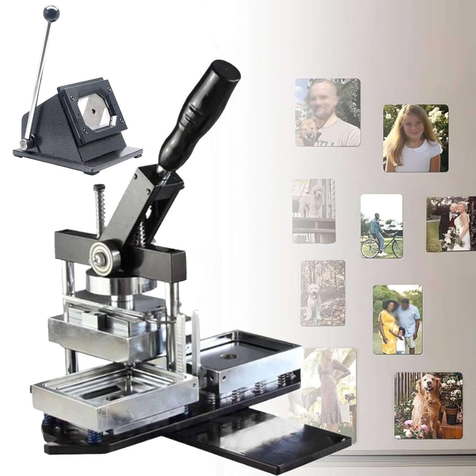 Magnet Button Maker Kit, DIY Photo Badge Button Press Machine, Pin Lodówka Magnet Badge Maker Maker Maszyna Z Obcinaczem Do Papieru I 100 Zestawów Magnetyczne Akcesoria Do Produkcji Przycisków