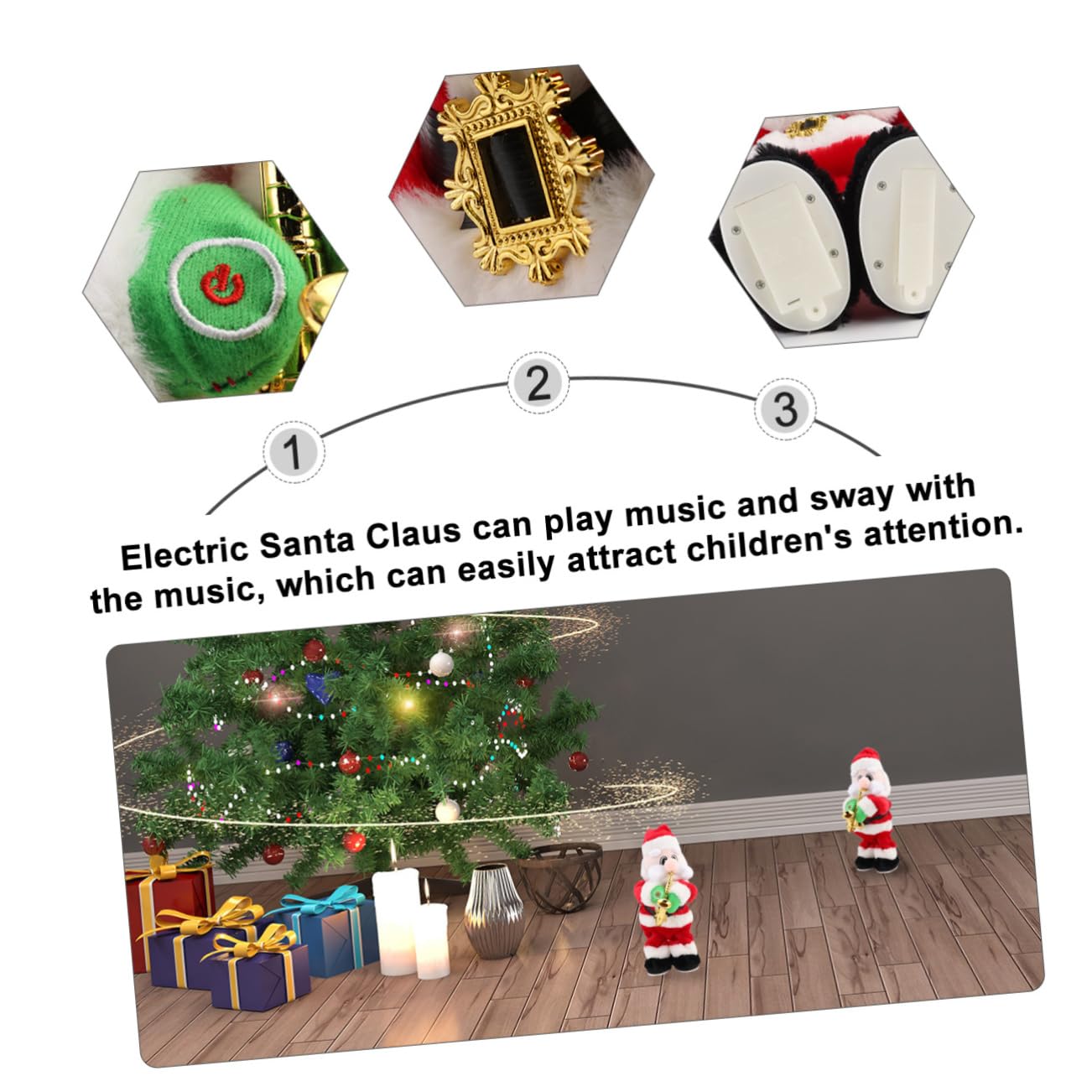 BESPORTBLE Juguete de Papá Noel Musical Saxofón Adorno Navideño para Fiesta de Navidad Muñeco Navideño de Papá Noel