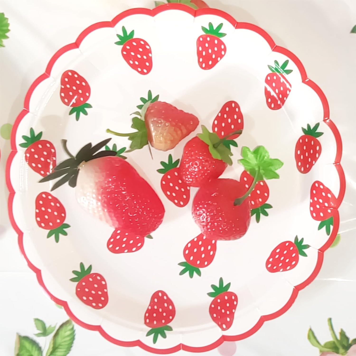 MaitianGuyou Strawberry Paper Plates and Napkins Set - 120 Pack Disposable Party Supplies for Summer, Bridal Shower, Birthday, and Holiday Celebrations