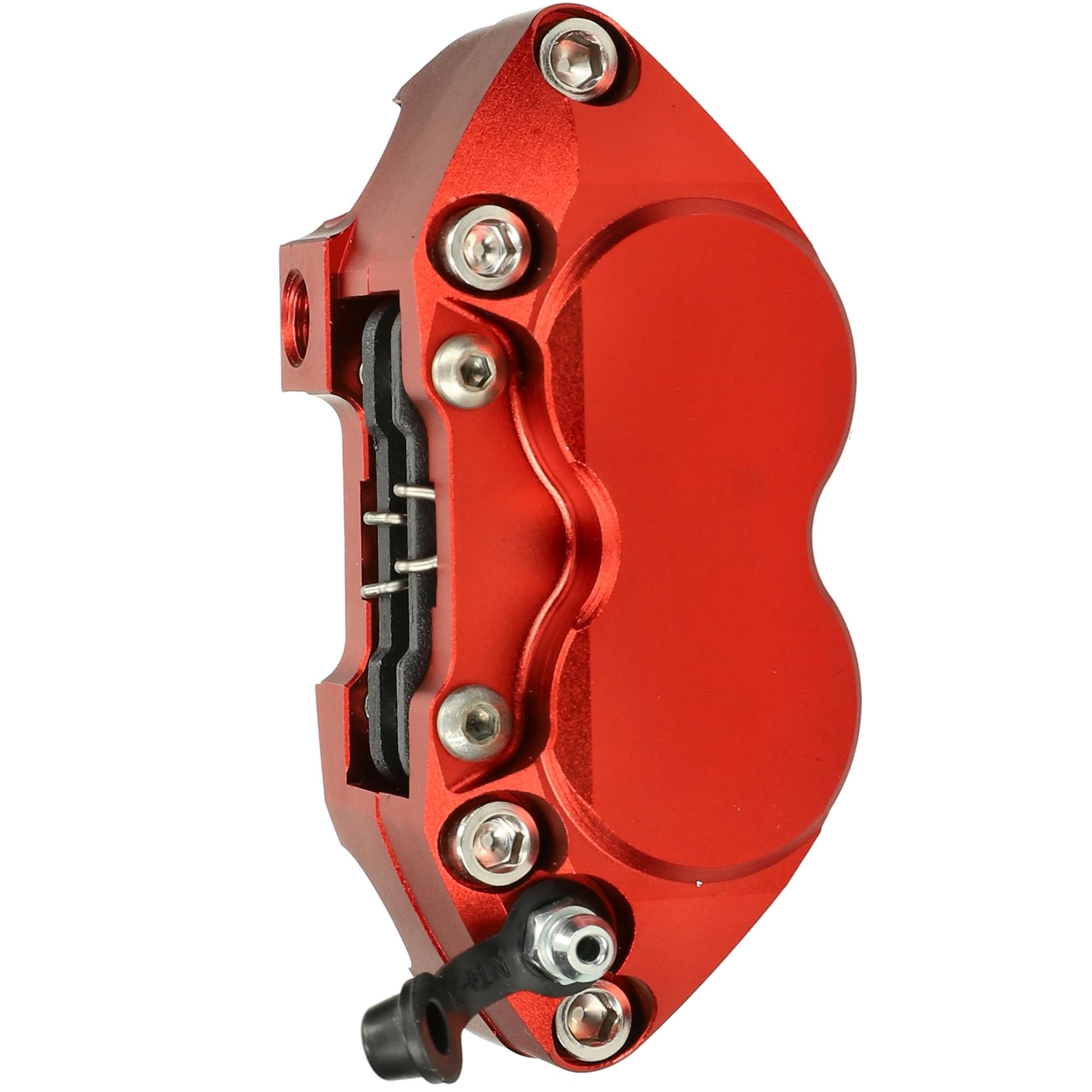 Pinza Freno Radiale Anteriore Posteriore 4 Pistoncini Motoforce Racing Rosso
