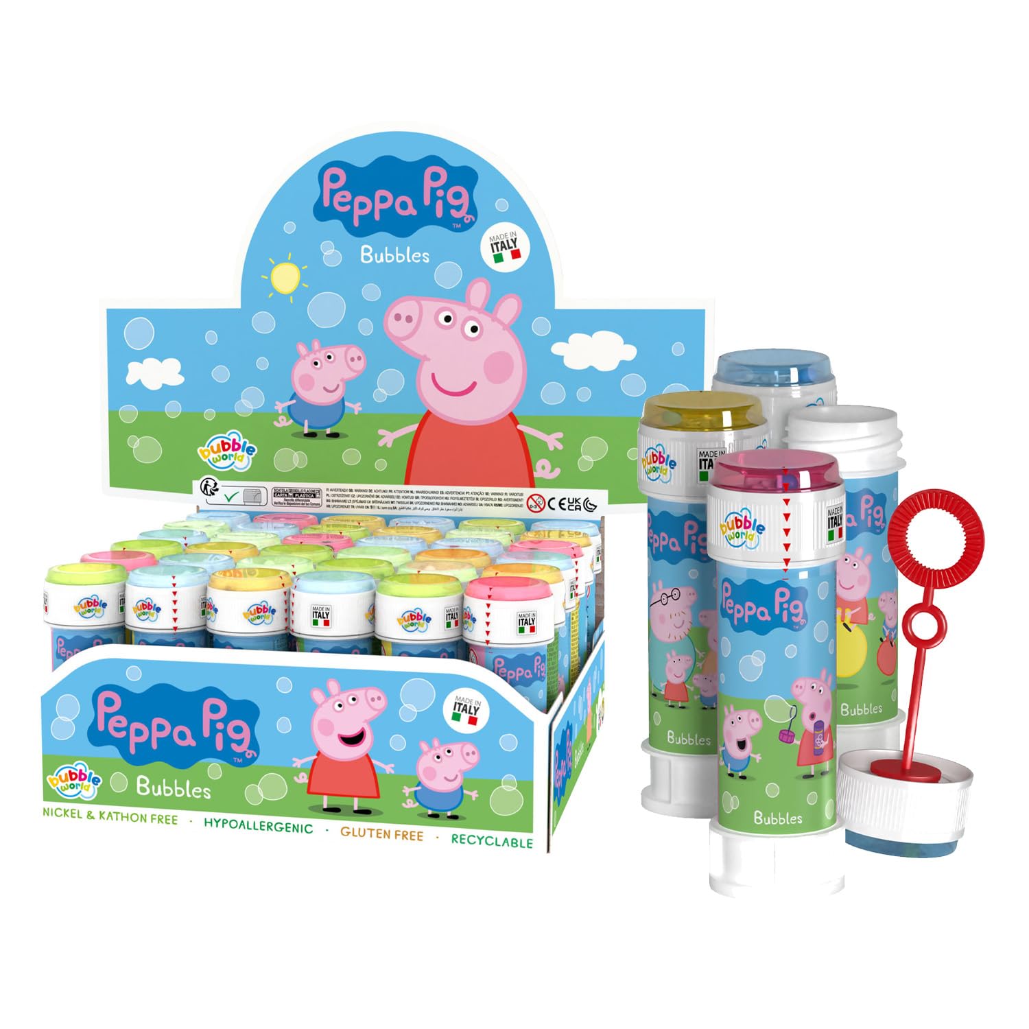 Peppa Pig - Bolle di sapone, 60 ml, 36 pezzi, 23,5 x 23,5 x 12 cm