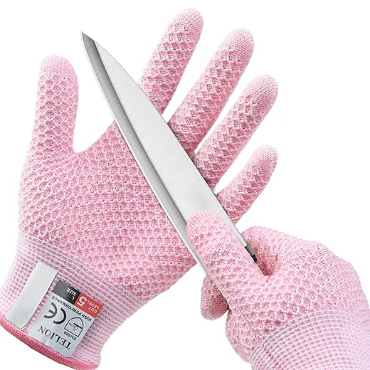 TELION Cut Resistant Gloves, Pink, Small, Unisex