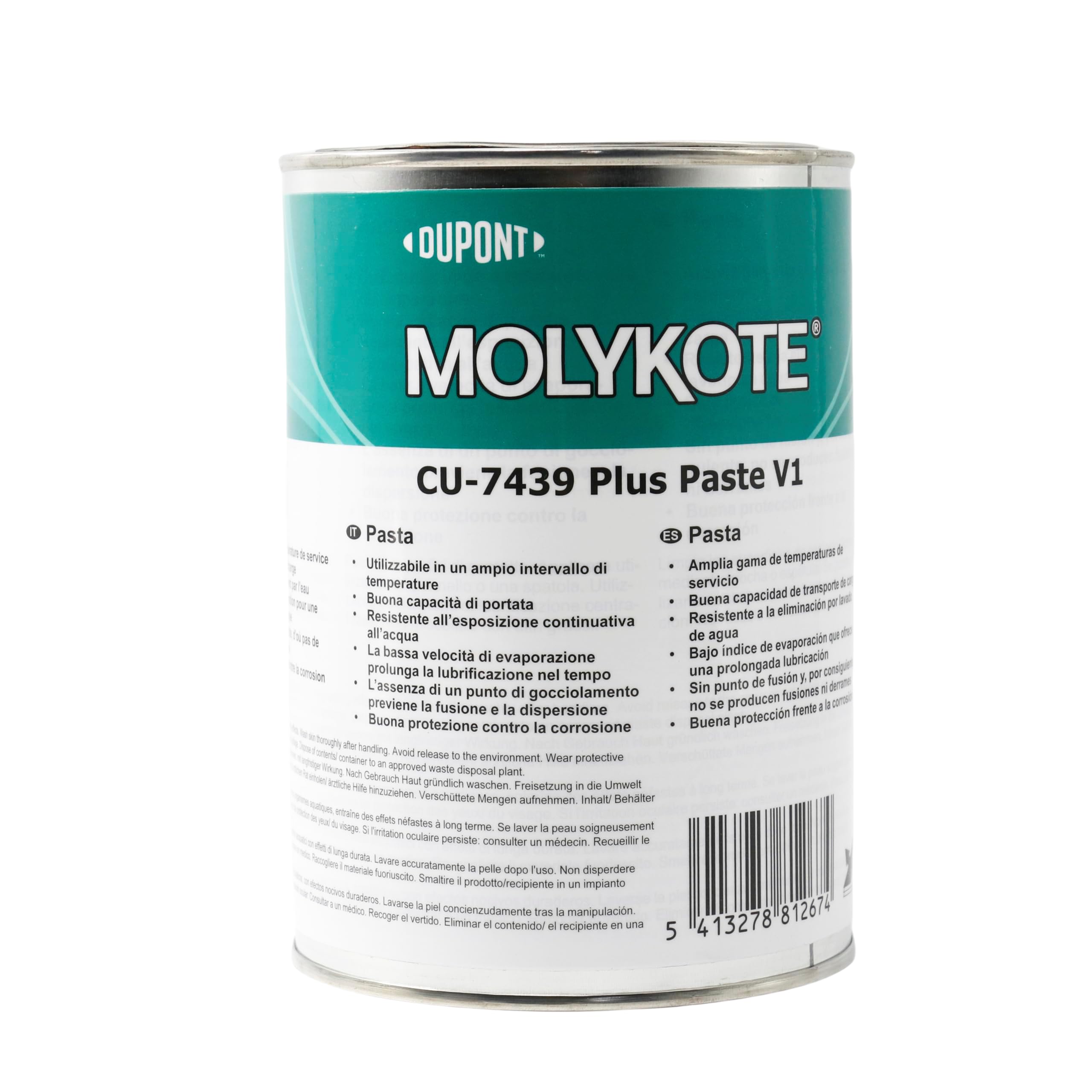 Molykote Cu-7439 Plus Paste V1 1kg Grasa Lubricante con Cobre en Polvo Alta Carga Anti-Atrancamiento Resistencia a la Corrosión Alta Temperatura