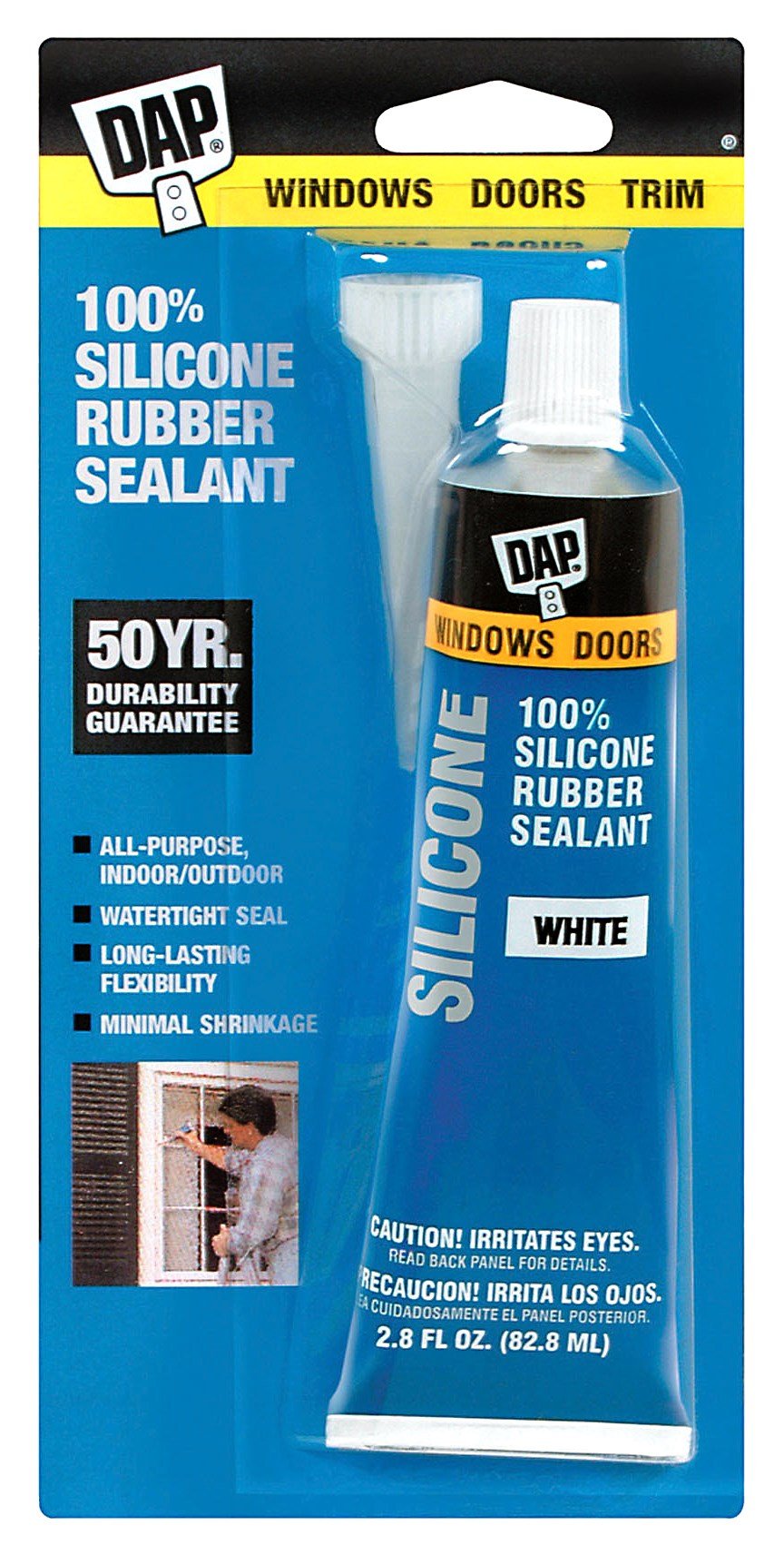 DAP White Silicone Door, Siding and Window Sealant 2.8 oz.