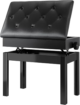 MAMIZO Piano Stool Height Adjustable,Piano Bench with Storage Space | 56x33x48-58CM,Keyboard Stool with PU Leather Cushion, 2-Person Wood Chair with 4 Pcs Legs for Vanity