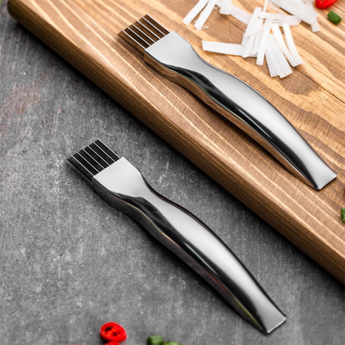 Scallion Cutter Curved Handle Multi-blade Stainless Steel