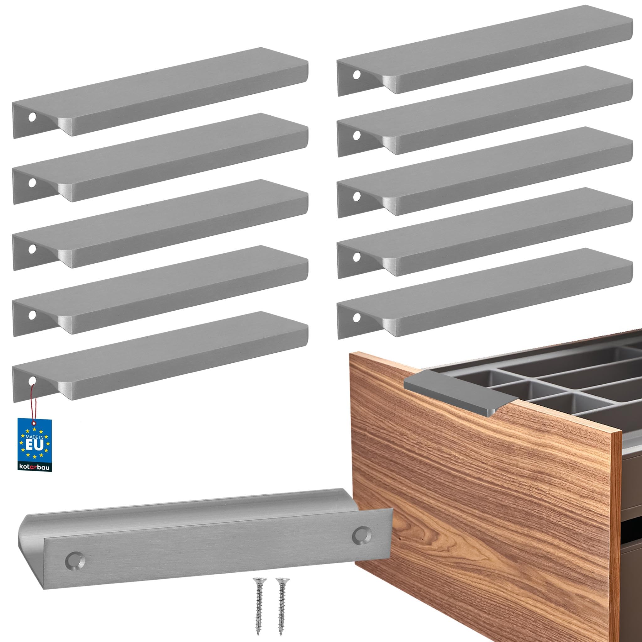 KOTARBAU® Tirador para muebles (148 mm), color plateado mate