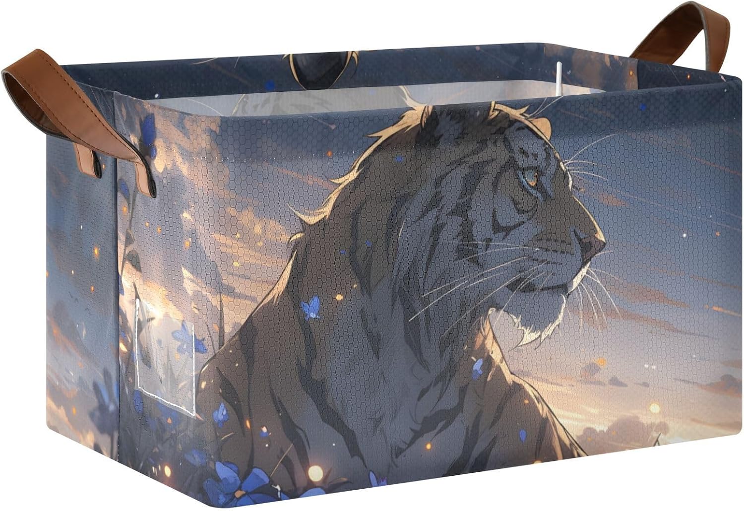 Anime Animal Fantasy Storage Bins 2 Pack with Foldable Steel Frame Water Resistant Fabric, Storage Cube Baskets for Closet Shelf Organizer 16.9×11.4×7.7 inches