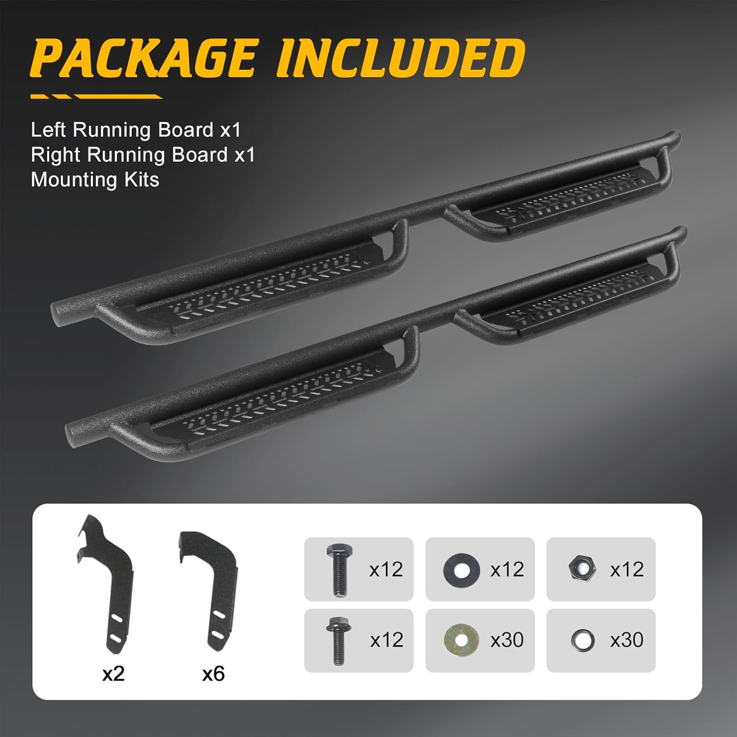 Running Boards Fit for Toyota Tundra CrewMax Cab 2022-2025 2026(4 Full Size Doors) Anti-Slip Alloy Steel Drop Down Side Steps Two Stair Rock Sliders Rails Nerf Bars Black Powder Coated
