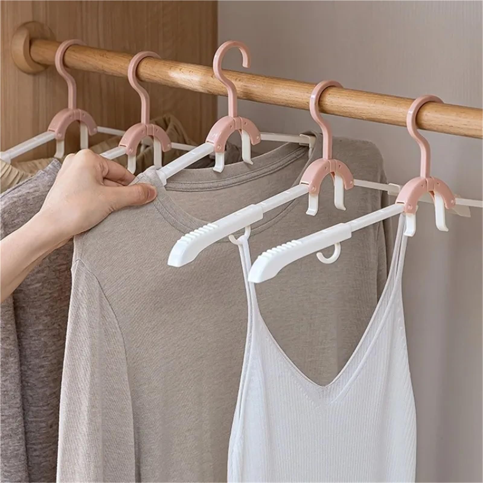 KleiderbüGel Platzsparend Multifunktions-Reise-Kleiderbügel, zusammenklappbarer Kleiderständer, tragbarer Wäschetrockner for Geschäftsreisen und den Heimgebrauch(Grey-White-10PCS)