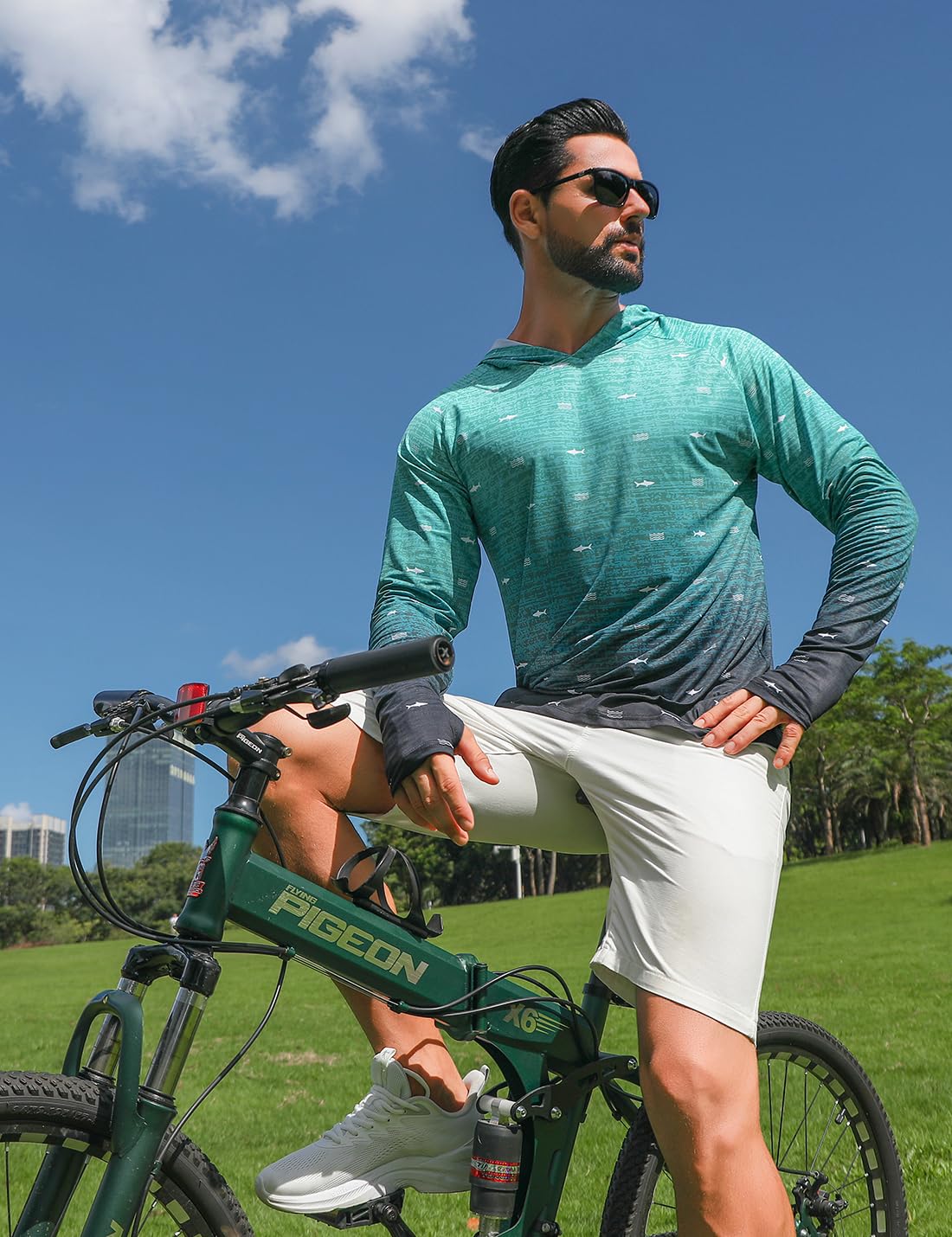 iCKER Sudadera con capucha para hombre, protección solar UPF 50+, camiseta de manga larga, protección UV, pesca, senderismo, natación, correr
